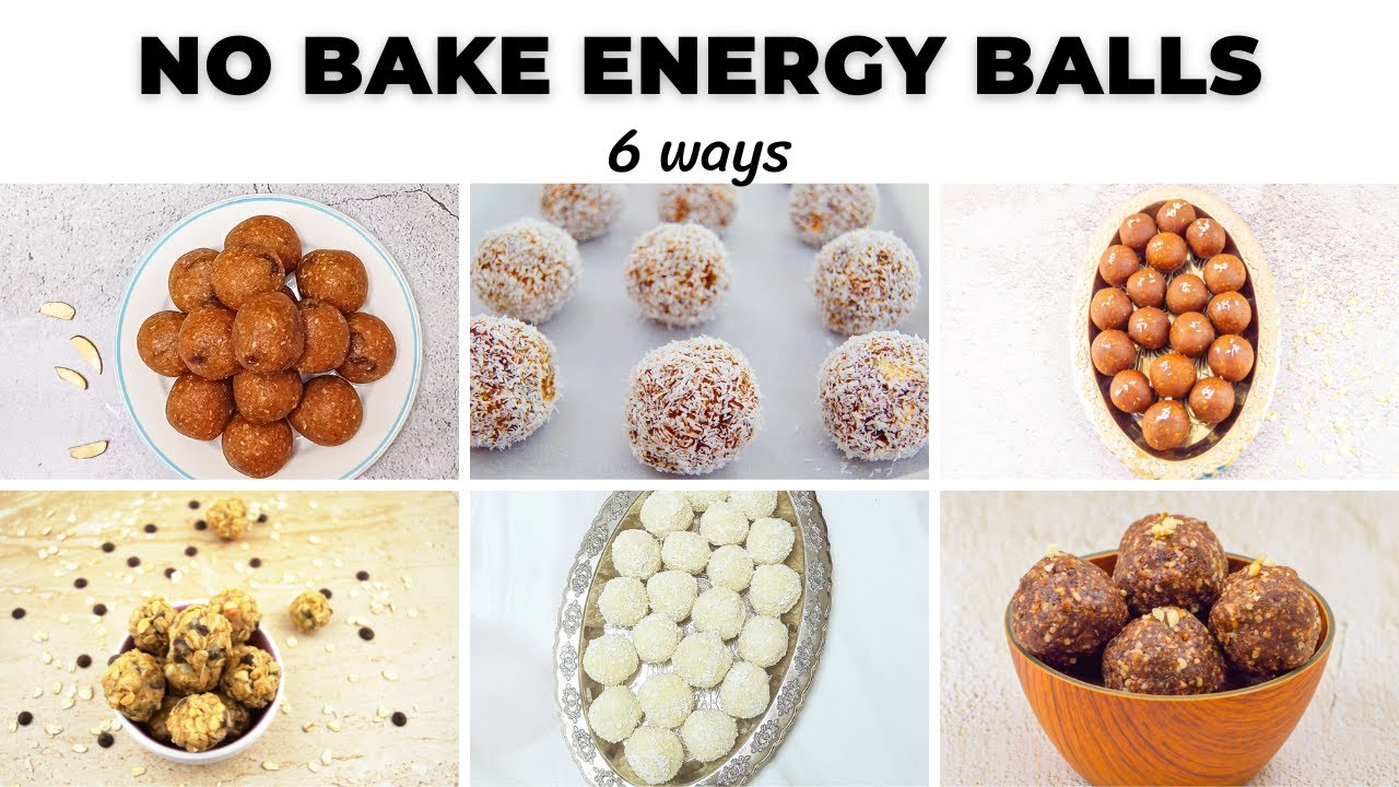 6 Ways No Bake Energy Balls l Healthy Snack Recipes - Flavours Treat