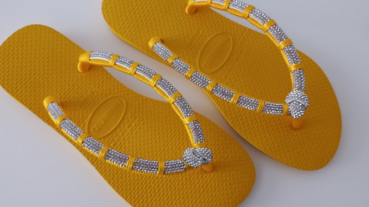 ✨CHINELO PERSONALIZADO COM STRASS E FIO DE SEDA-PASSO A PASSO RÁPIDO E FÁCIL✨