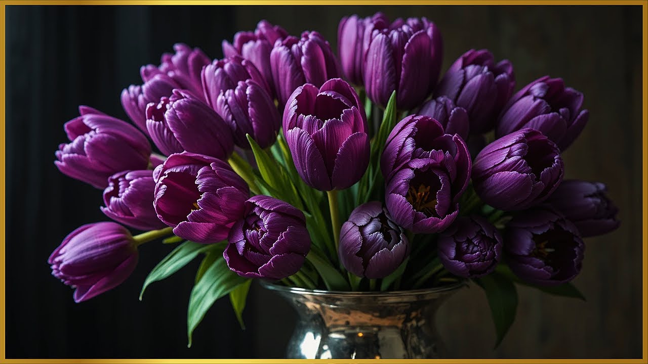 Purple Tulips & Silver Goblet 💜✨ | Dutch Classical Still Life | Framed TV Gallery
