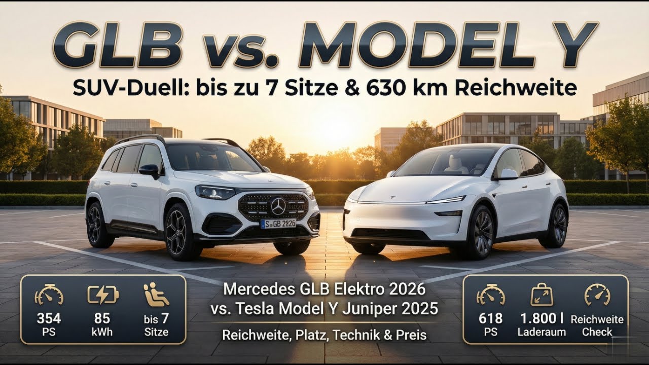 2026 Mercedes GLB Elektro vs. 2025 Tesla Model Y im SUV-Vergleich