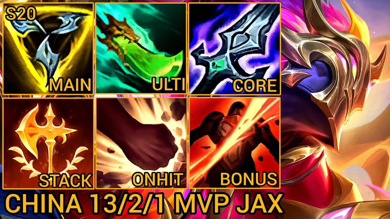 Jax MVP Jungle S Rating 13/2/1 - China Wild Rift New Meta Build & Runes By Tiarty