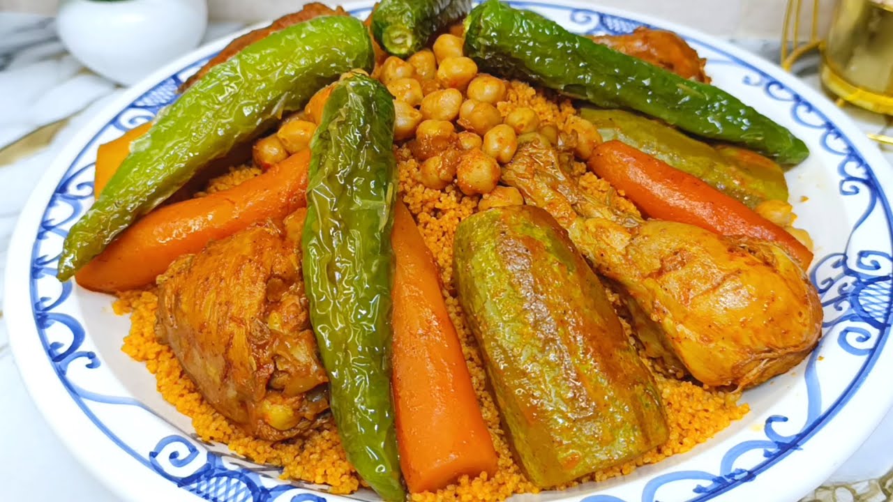 كسكسي تونسي بالدجاج و الخضرة بنين وفاوح couscous tunisien