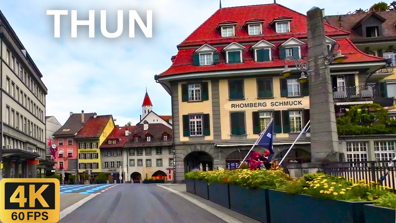 THUN Switzerland 🇨🇭 | Scenic City Driving Tour in 4K 🚗