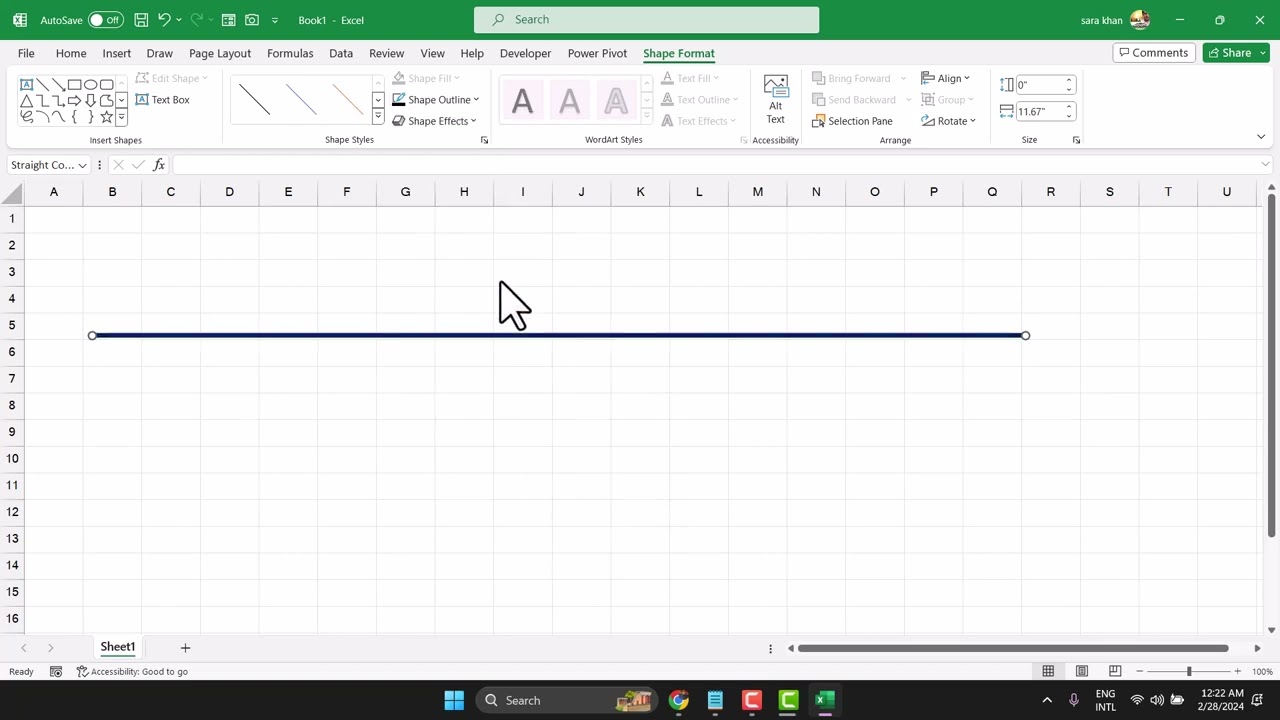 How to Draw a Line in Excel (Straight Line, Arrows, Connectors)