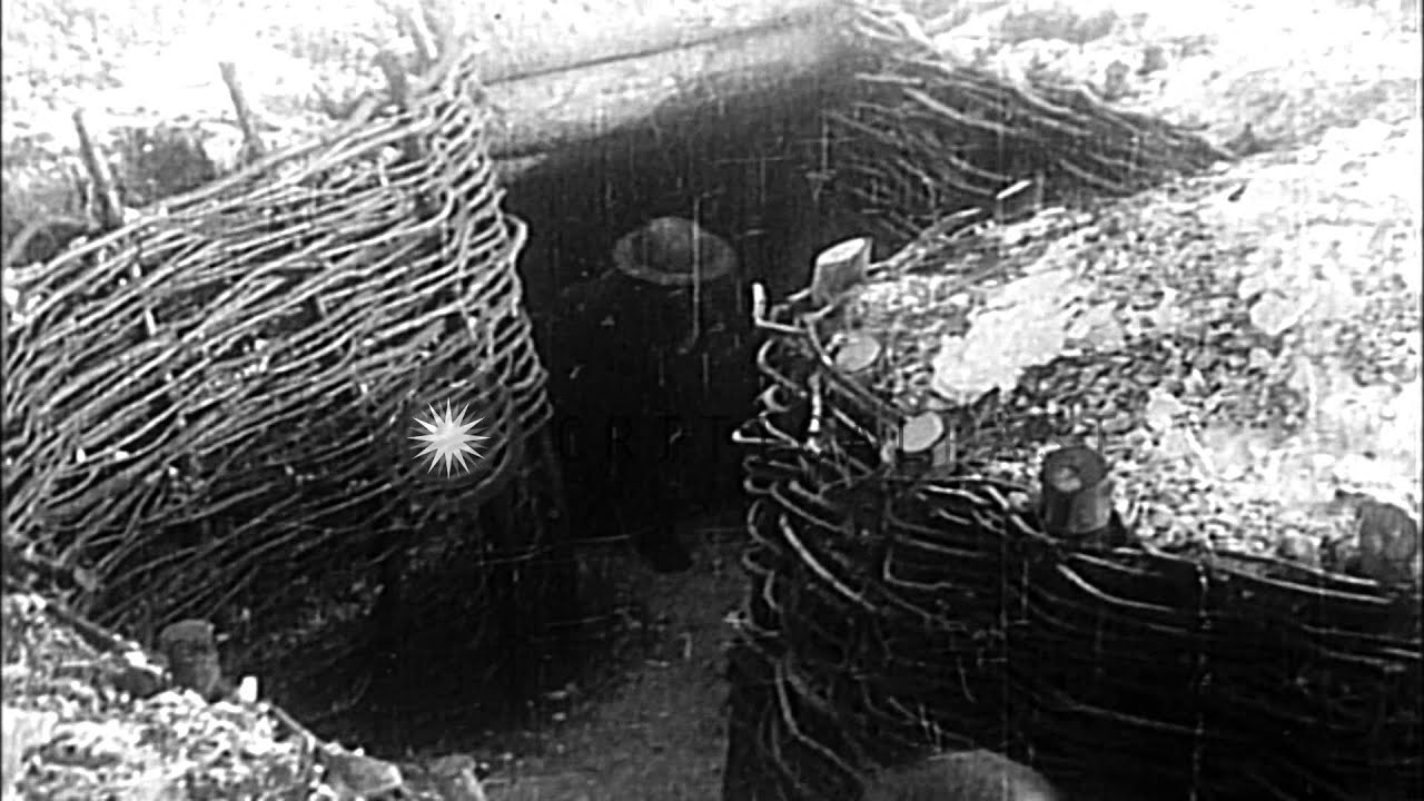 AEF Sentry sounds a pedal gong alarm during a gas attack in World War I HD Stock Footage