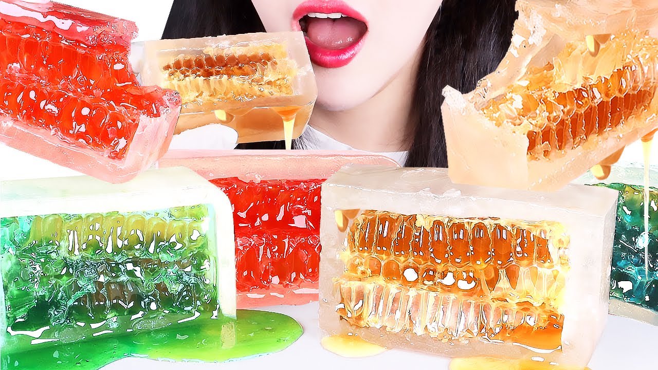 ASMR FRUITS KOHAKUTO HONEYCOMB 과일에 절인 *코하쿠토 벌꿀집, 한라봉 까는 소리 먹방, FRESH ORANGE, EATING SOUNDS MUKBANG