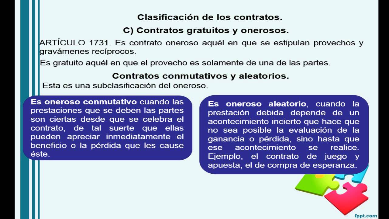 Clasificación de los contratos, segunda parte