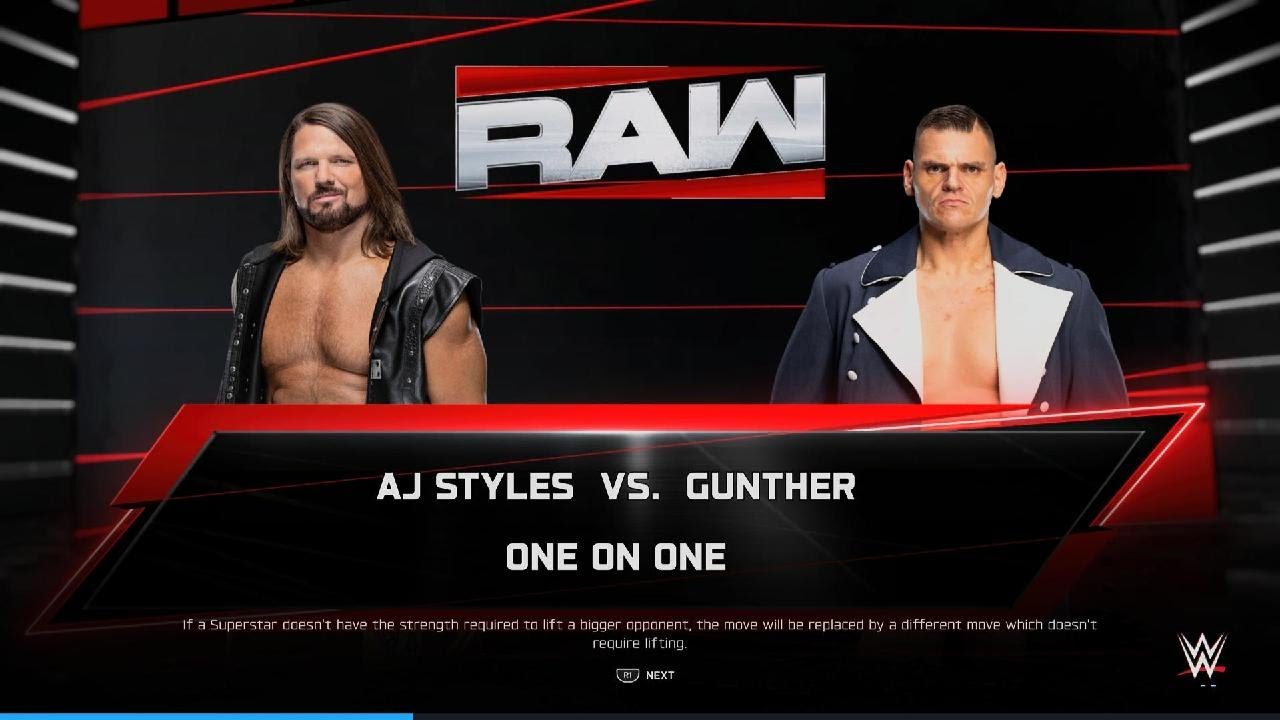 WWE 2K25 AJ styles Vs Gunther RAW prediction