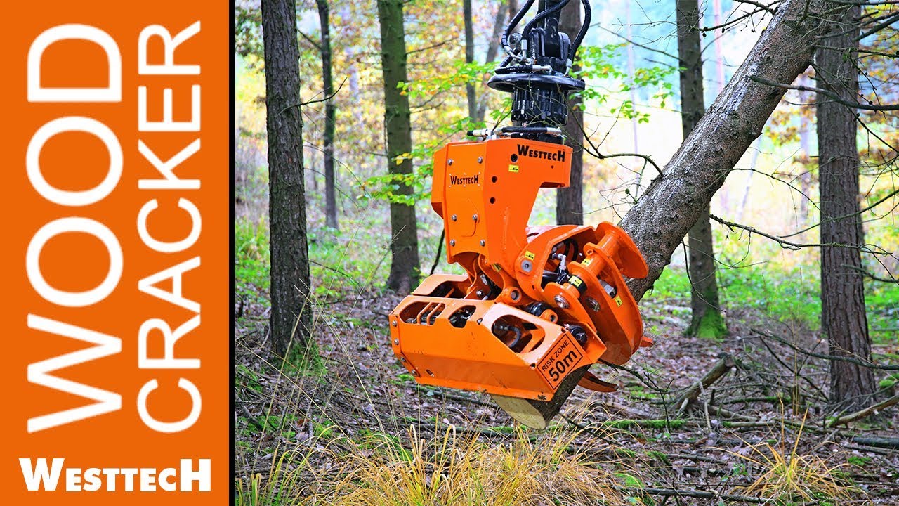 Die Greifers&auml;ge CS510 Crane bei der Fichtendurchforstung