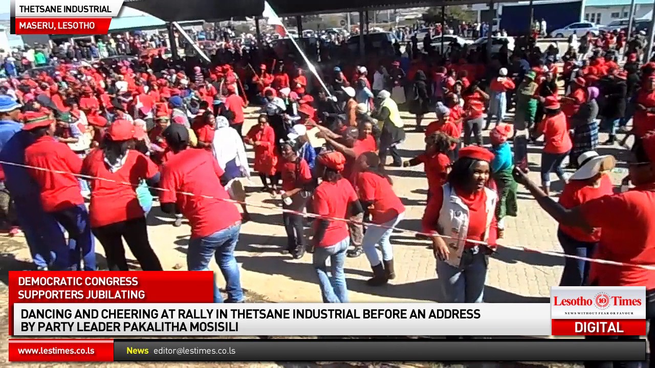 DC supporters dancing before an address by party Leader Pakalitha Mosisili