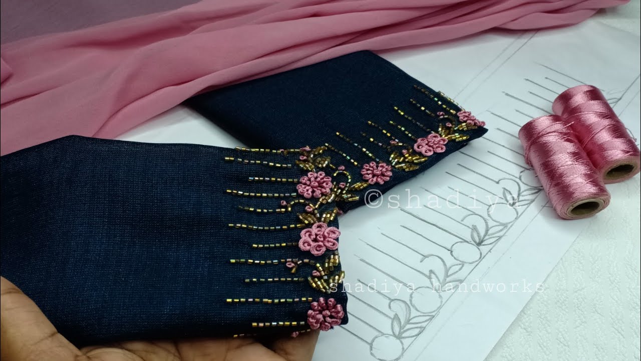 Simple beautiful sleeve border embroidery |sleeve embroidery design