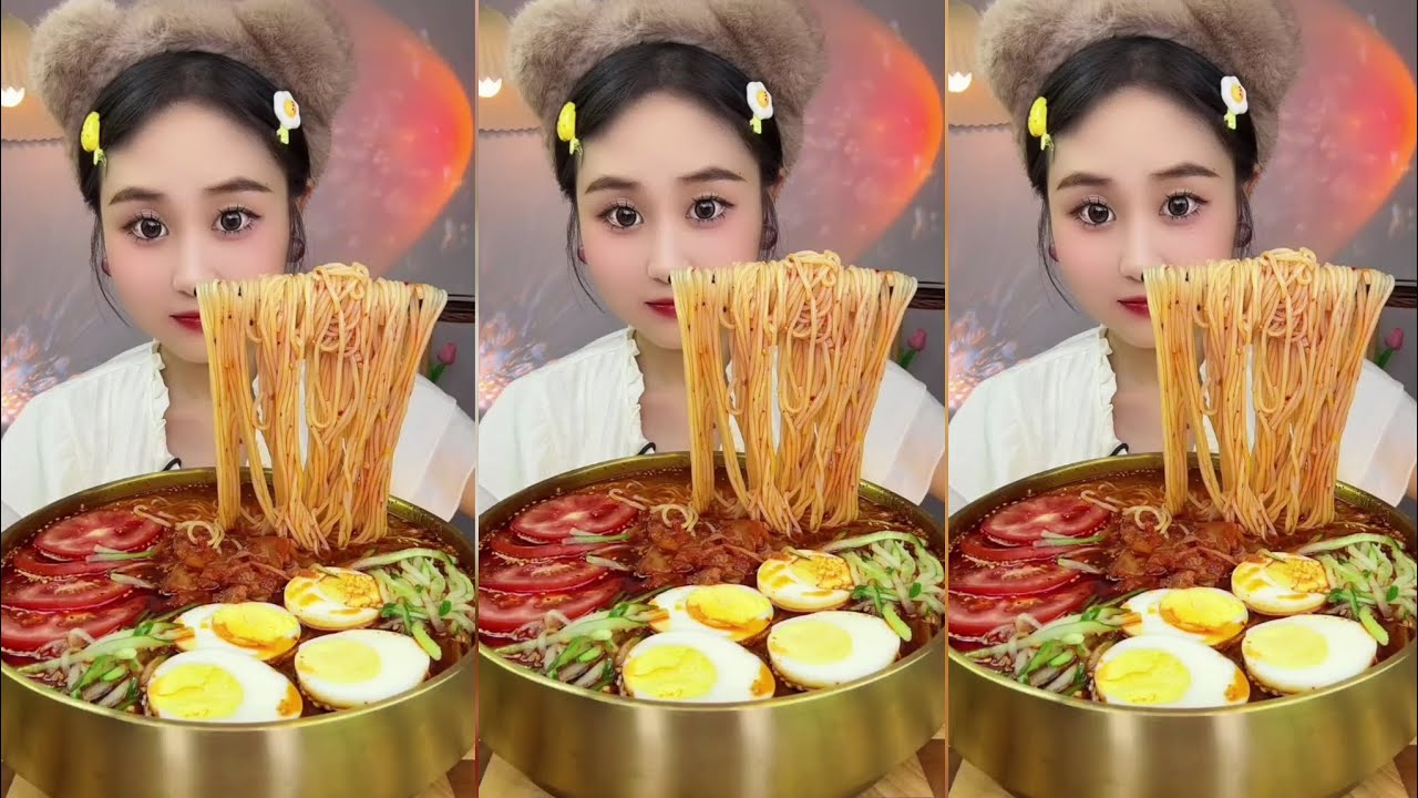 Yummy #24 , Chinese mukbang, Spicy Noodles huge feast! 🍜 & Dumpling Soup 🍲🍝.