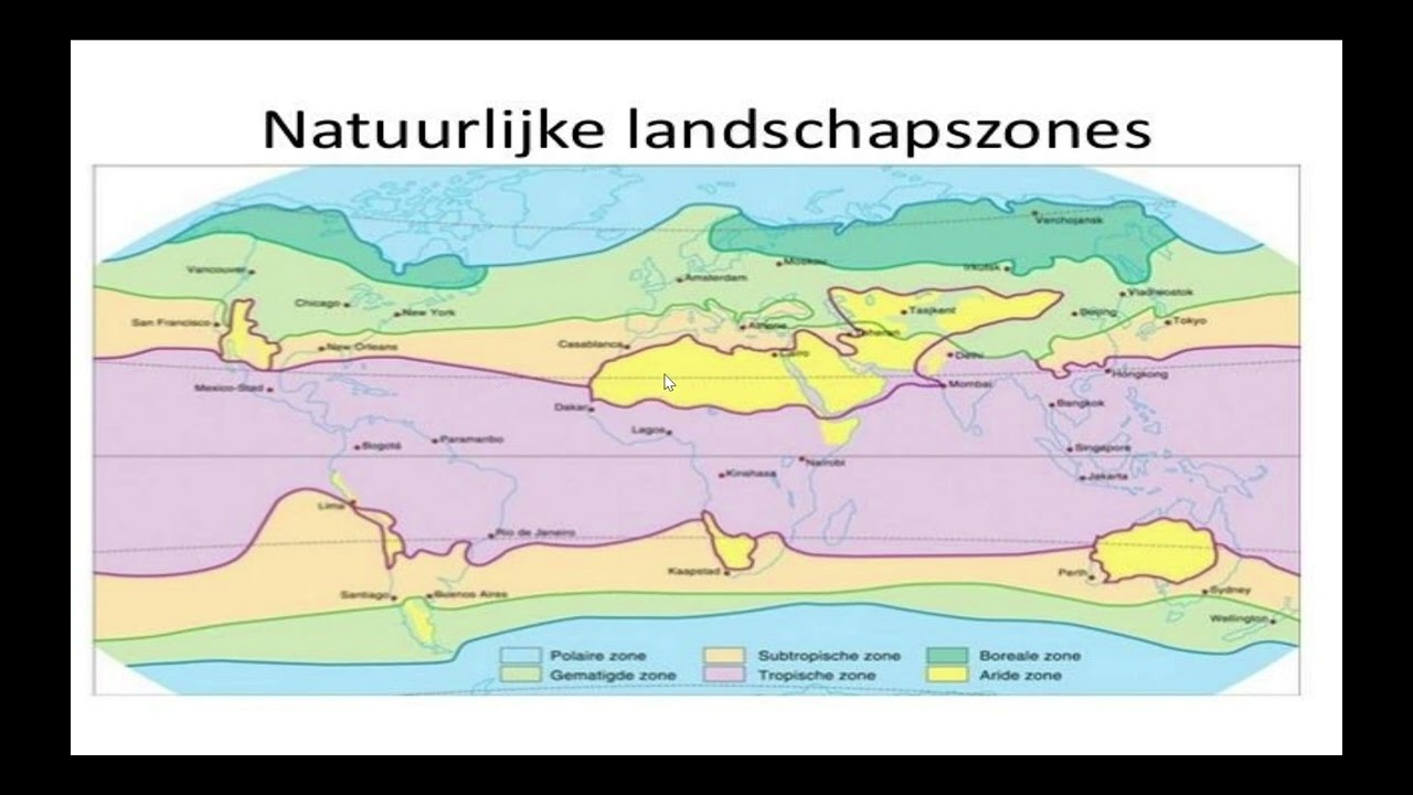 AK: De landschapzones + de savanne, de woestijn, het tropisch regenwoud en de steppe