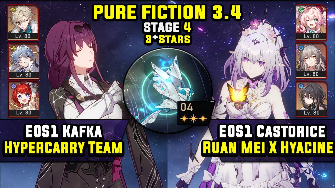 E0 Kafka Carry W/ Sunday & E0 Castorice Carry W/ RMC (3 Stars) Pure Fiction 4 Honkai Star Rail 3.4