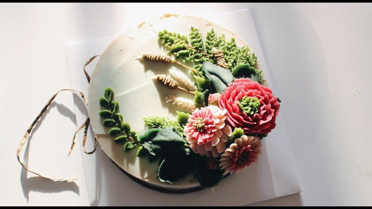 앙금플라워 거베라데이지,수입장미,잎사귀/ White kidney bean paste flower piping/ flower cake