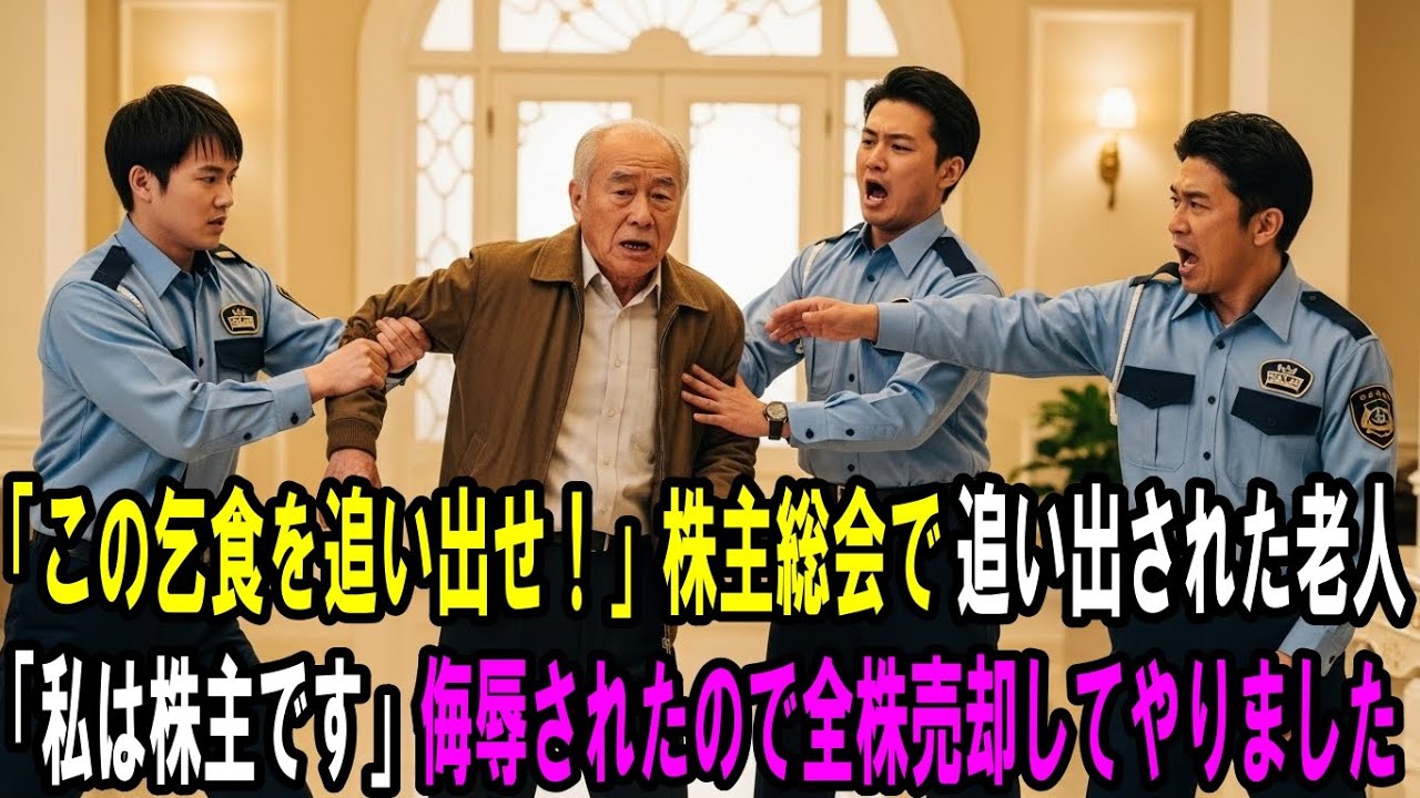 「この乞食を追い出せ」株主総会で追い出された老人。「私は株主です」侮辱されたので全株売却してやりました