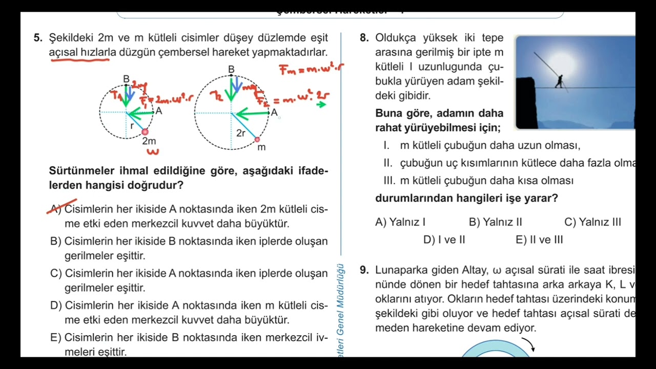 Test-4- Çembersel Hareket ( Meb Kazanım Kavrama Testi- 12. Sınıf - KK-4)