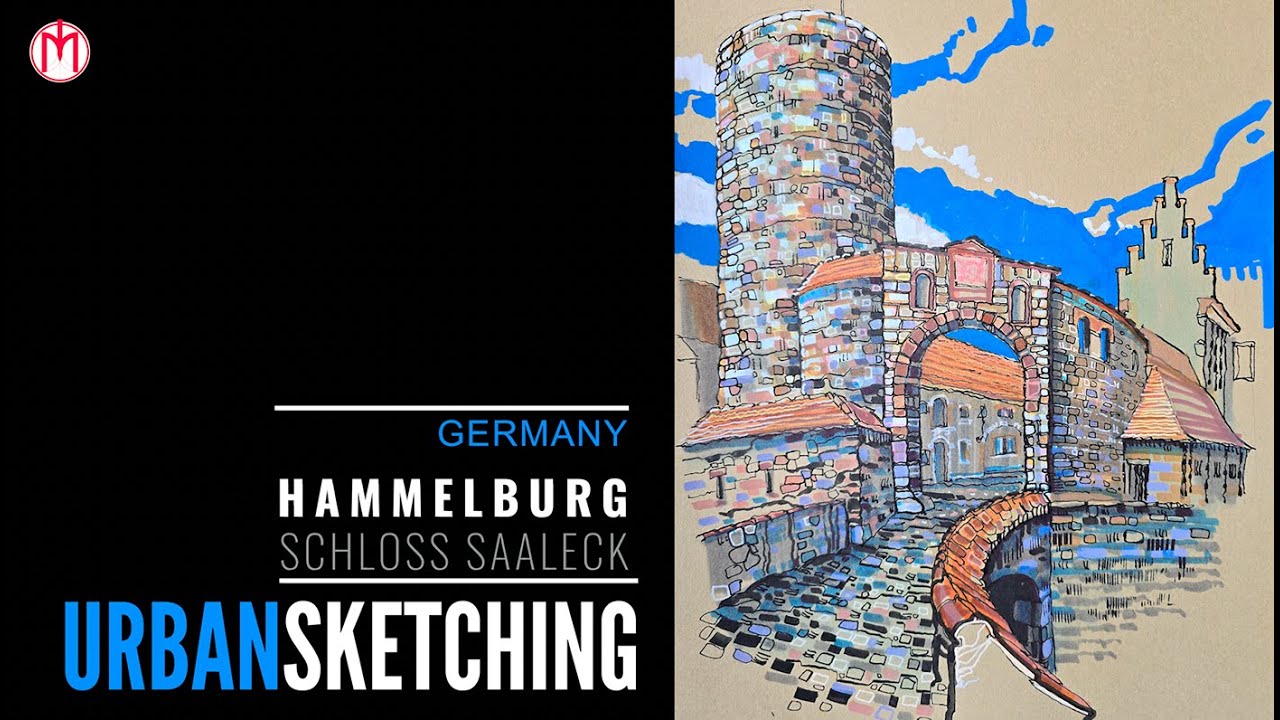 Urban Sketching in Germany, Hammelburg Schloss Saaleck Castle Saaleck