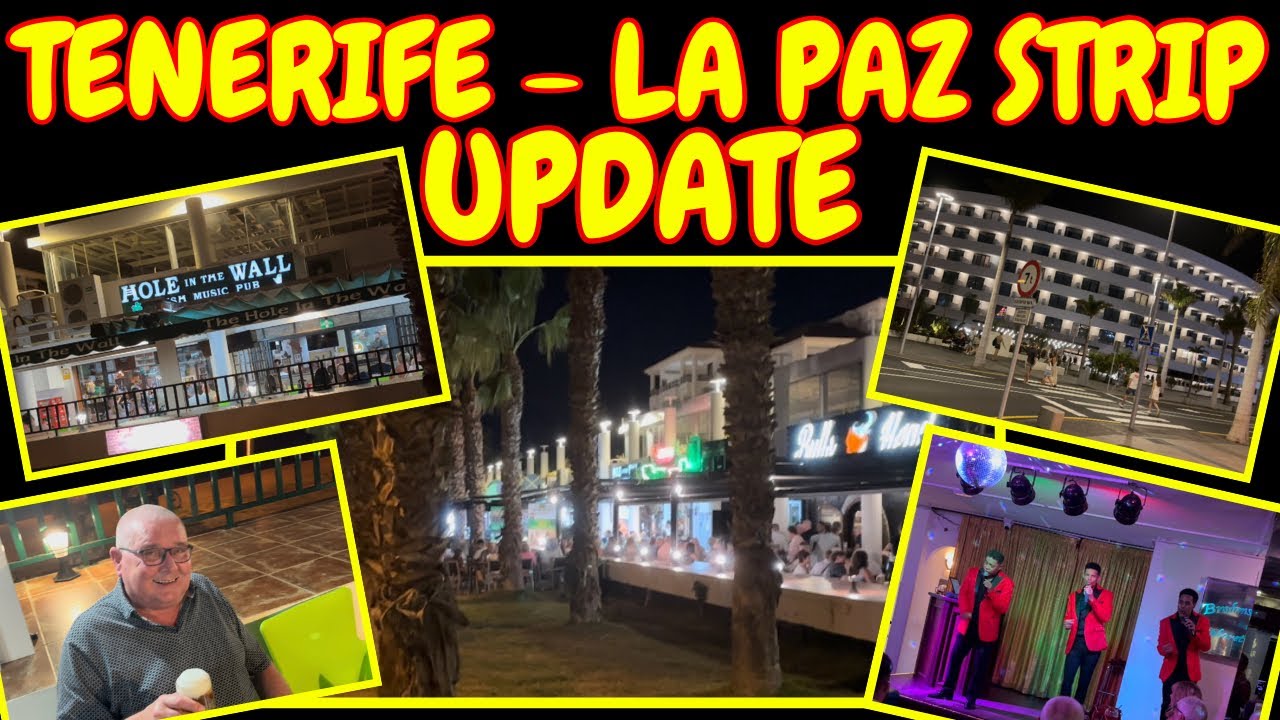 TENERIFE - PARQUE LA PAZ STRIP MUSIC BARS AT NIGHT - UPDATE - QUIET FOR JULY? #tenerife