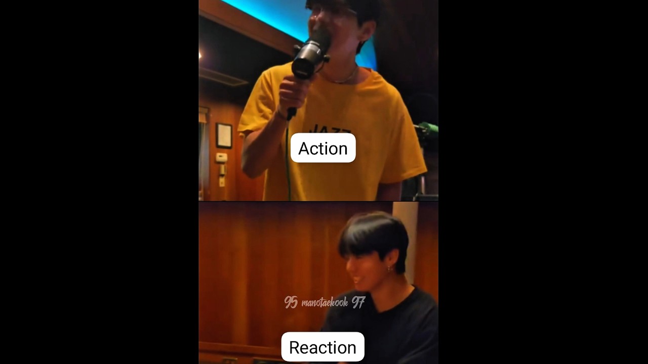 Jungkook's shy reaction🤭on taehyung's cutest🎀 action#taekook#ytshorts#btstaekook#shorts#jk#taehyung