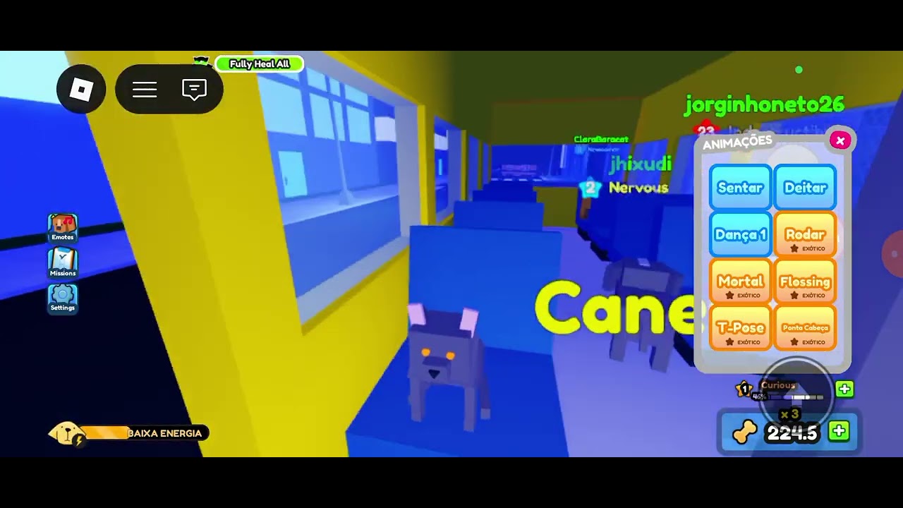 Jogando jogo da história dos pets