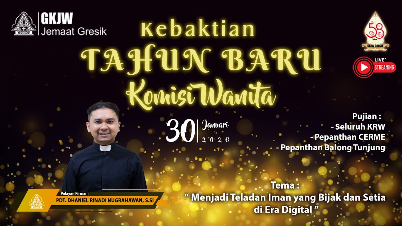 Live Stream Ibadah Perayaan Tahun Baru KPPW | 30 Januari 2026 - GKJW Jemaat Gresik