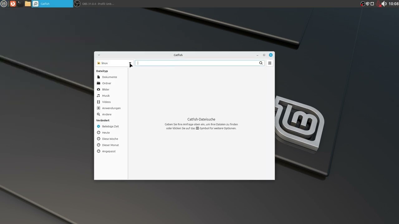 Linux Mint Dateisuche (catfish)