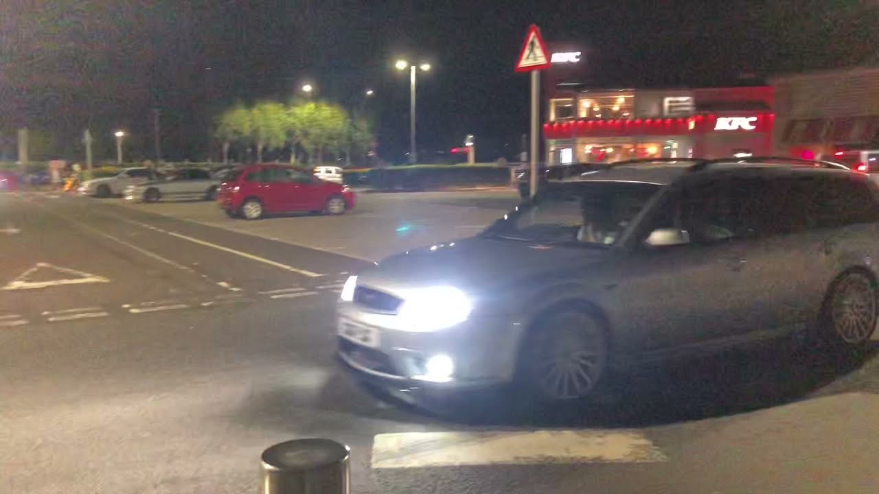 Modified cars leaving Scotland car meet 2021.
