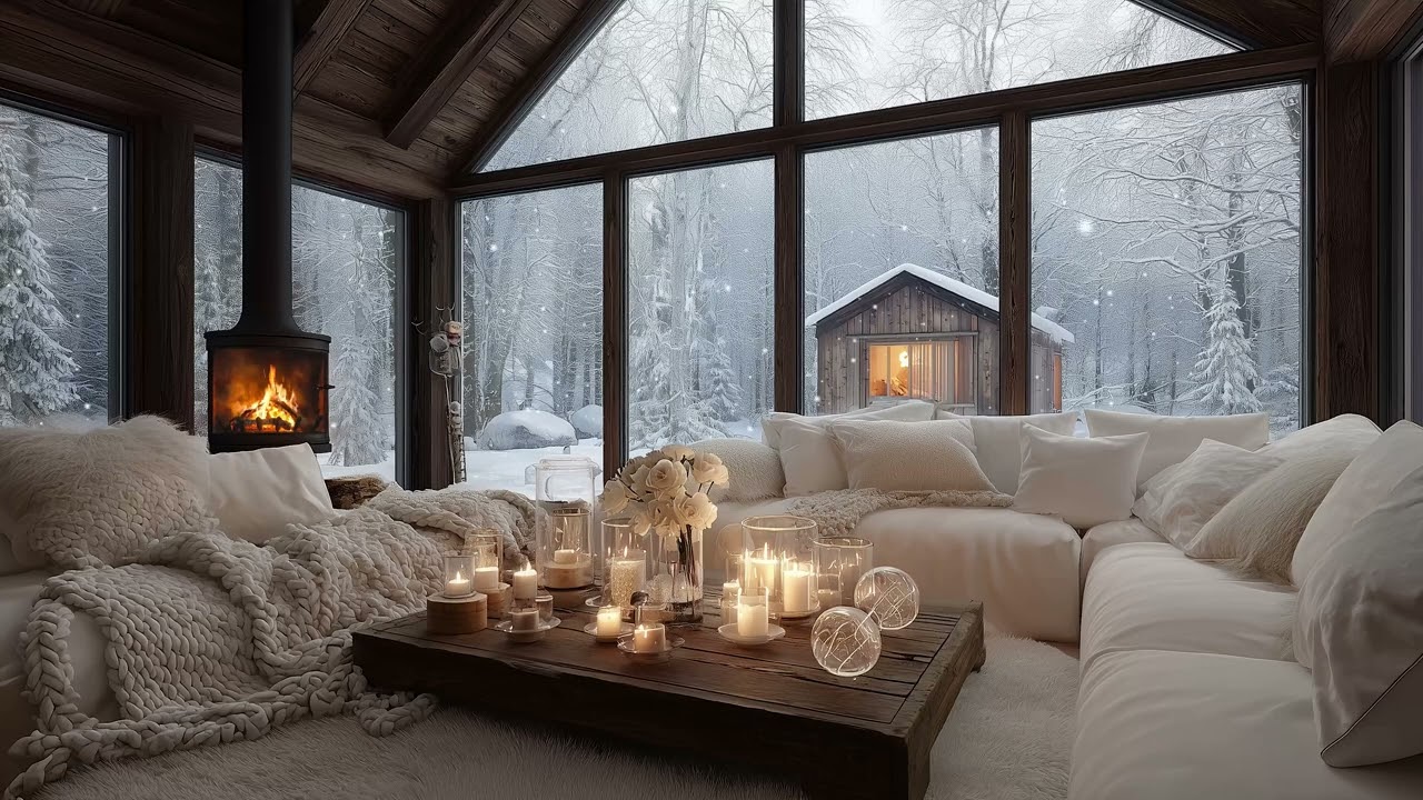 ️Relaxing Piano Music by the Fireplace | 3 Hours of Winter Night Chill for Focus & Stress Relief