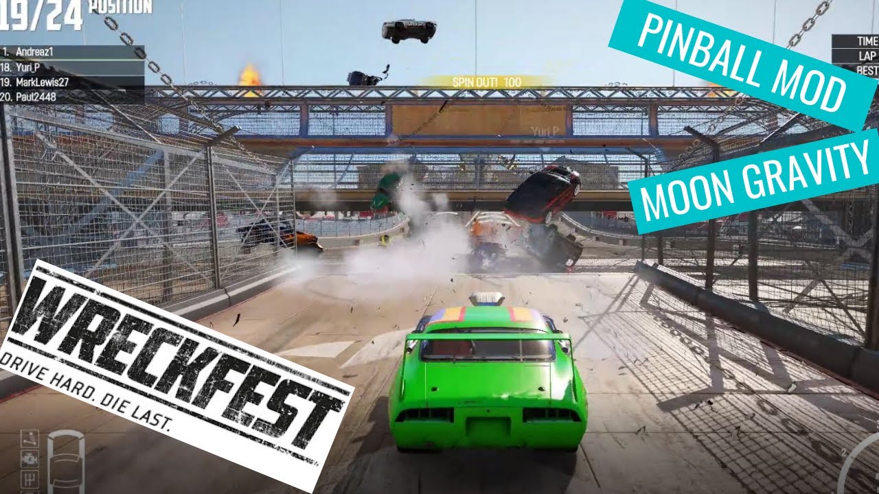 WRECKFEST CRASHES | MOON GRAVITY MOD | PINBALL MOD | HELLRIDE TRACK.