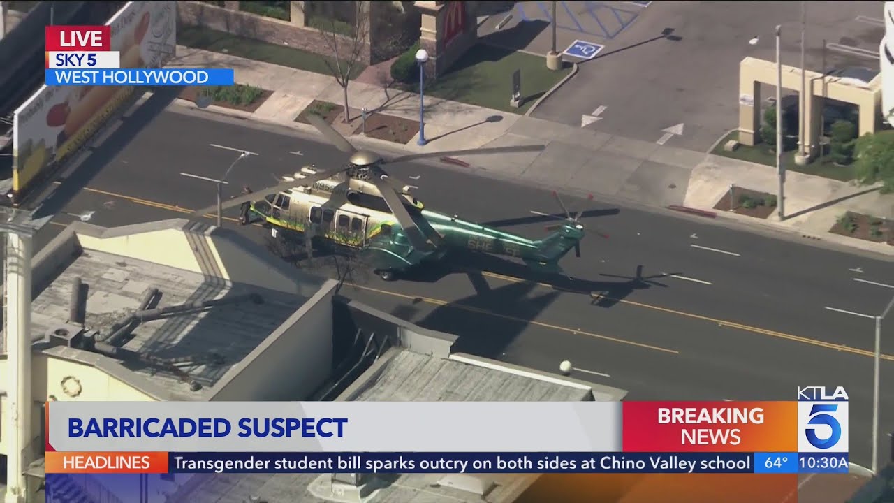 LASD helicopter lands on La Brea Avenue amid assault investigation