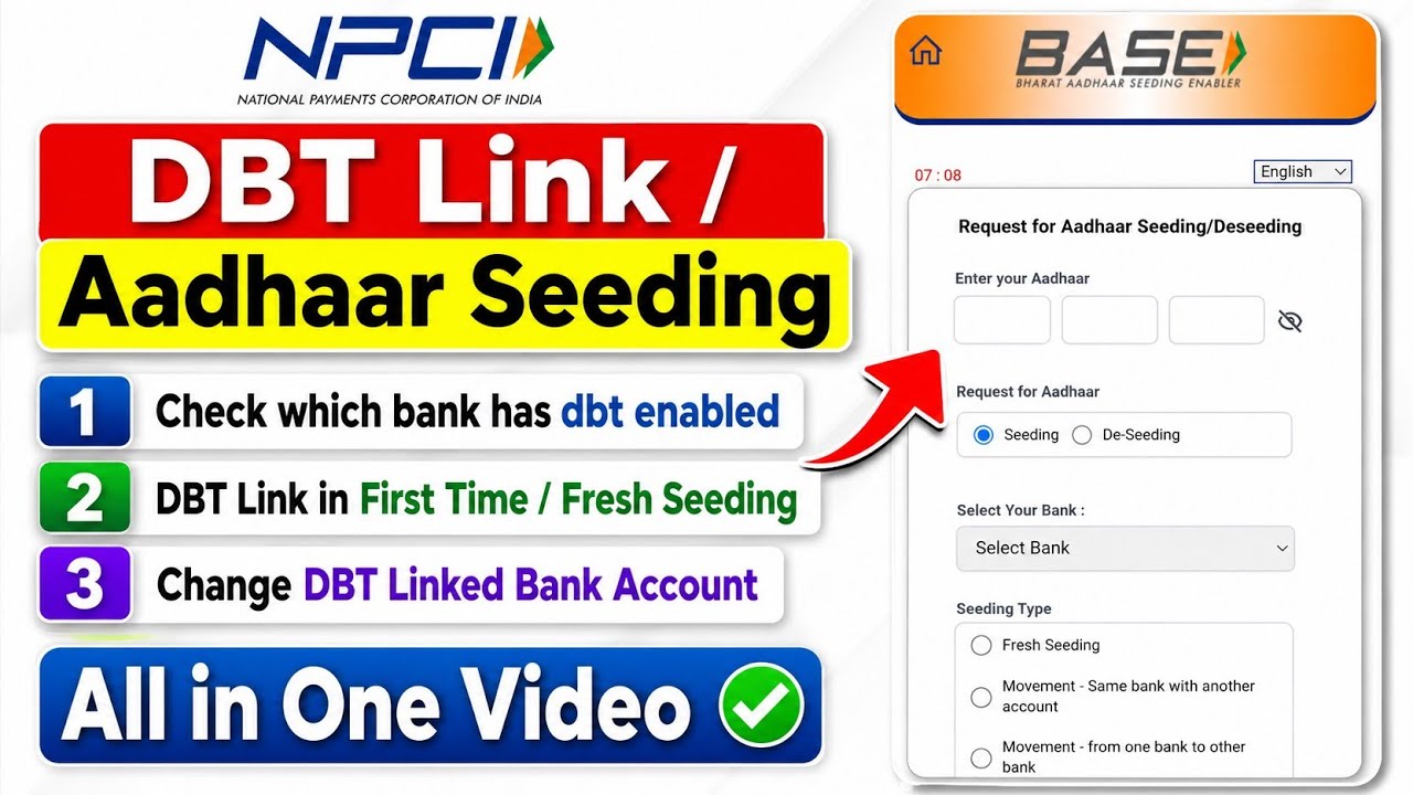 New DBT Link Process 2026 | Change DBT Linked Bank Account | Check which Bank has DBT Linked | NPCI