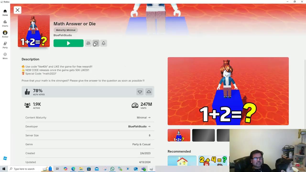 Roblox - Math Answer or Die