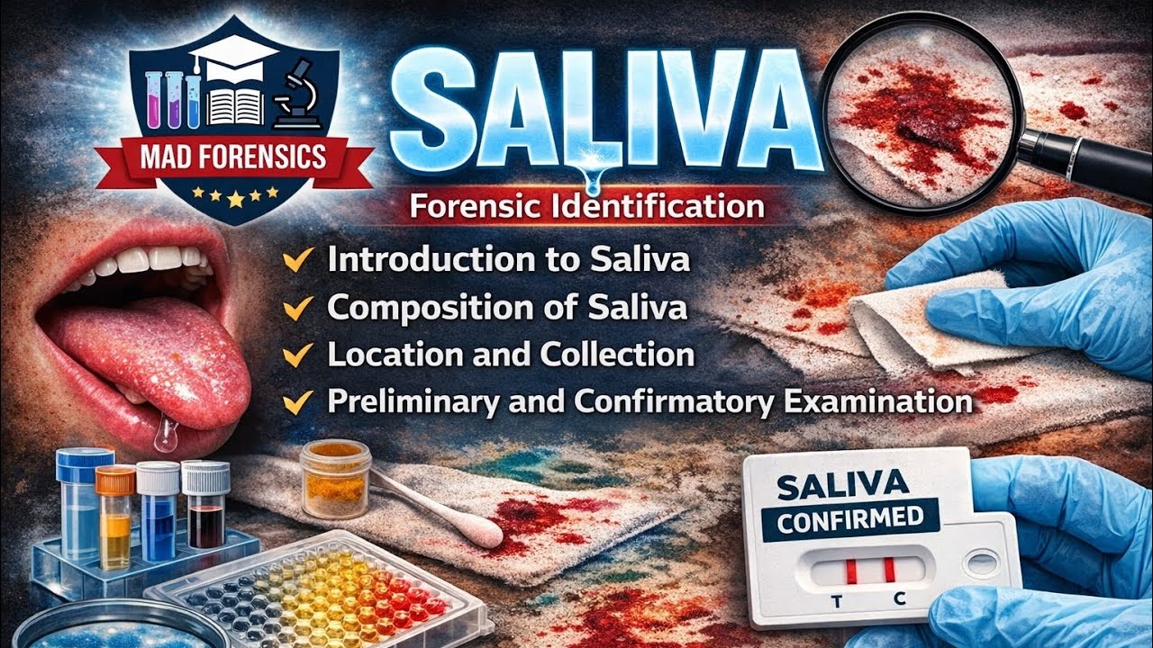 Saliva - composition , location, Preliminary and confirmatory tests | Forensic biology | UGC-NET |