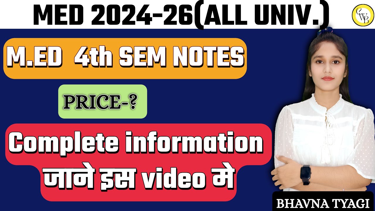 M.ED 4th sem Notes |M.ED SYLLABUS ,|ccsu m.ed notes|M.ed complete notes|By Bhavna tyagi