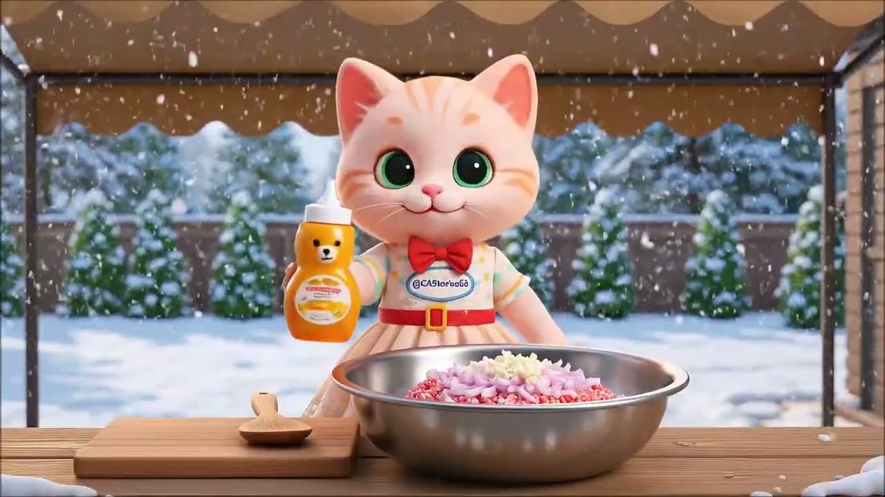 Kitten Cooks Grilled Meat Skewers | Cute Cat Cooking with Friends | Warm Friendship Story