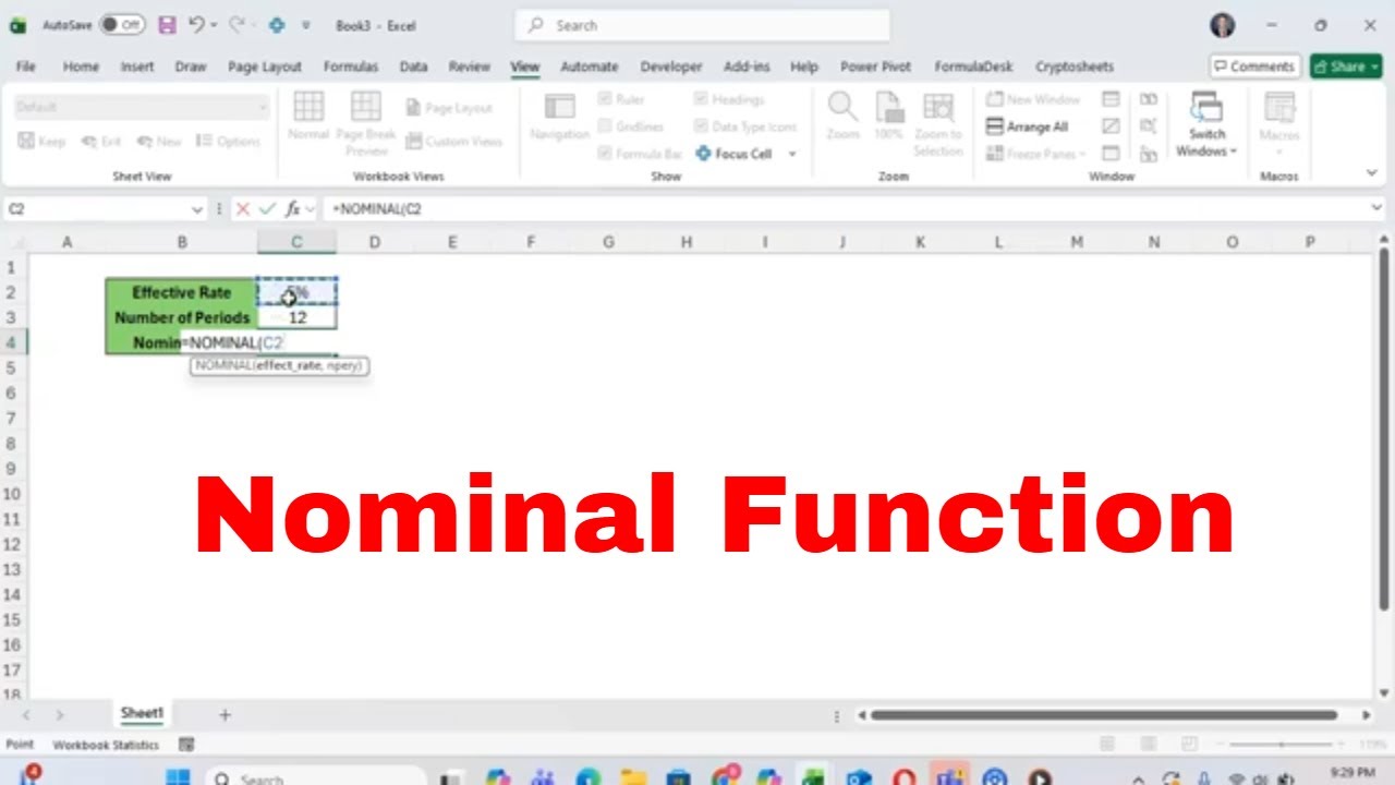 Как использовать функцию НОМИНАЛ в Excel для расчета номинальной ставки доходности.