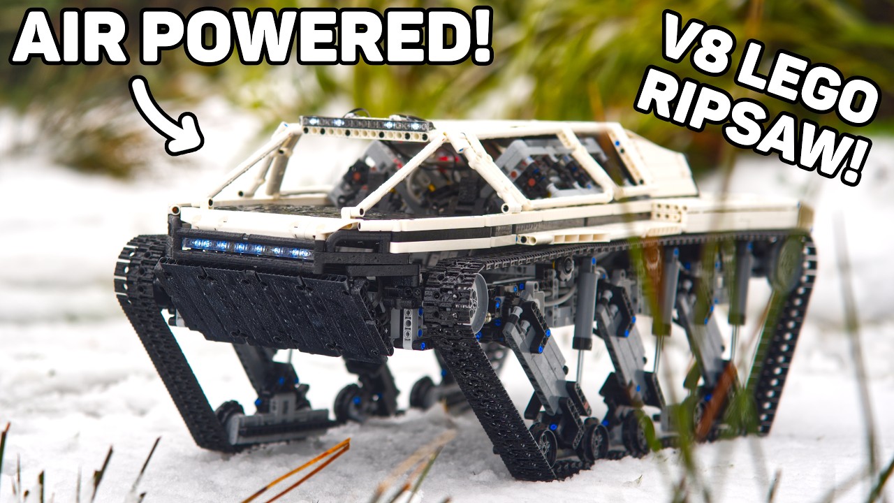 Building an AIR POWERED Lego V8 RIPSAW! Turbo V8 LPE, Differential Steering and Air Suspension!