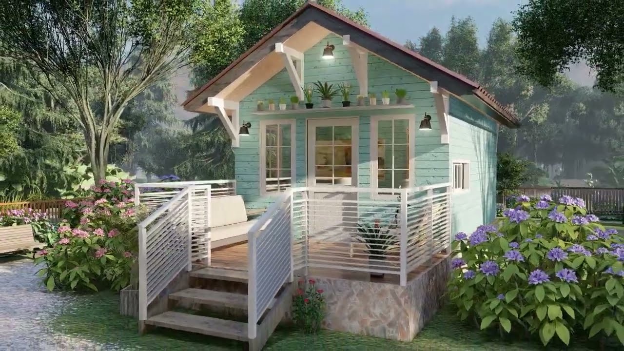 (260 sqft ) Charming Tiny House Design 4 x 6 m ( 13 x 20 Ft ) with floor plan