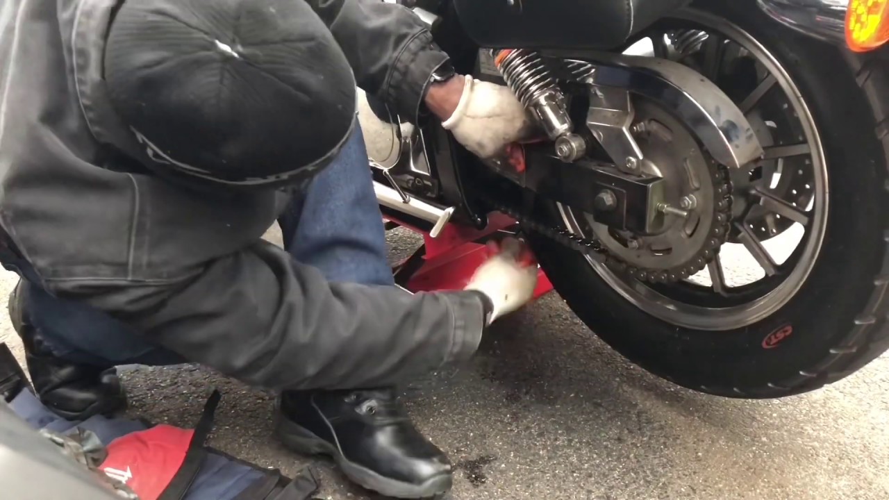 How to Adjustment, Slack & Lube Motorcycle Chain / American Lifan Lycan 250cc EFI Cruiser