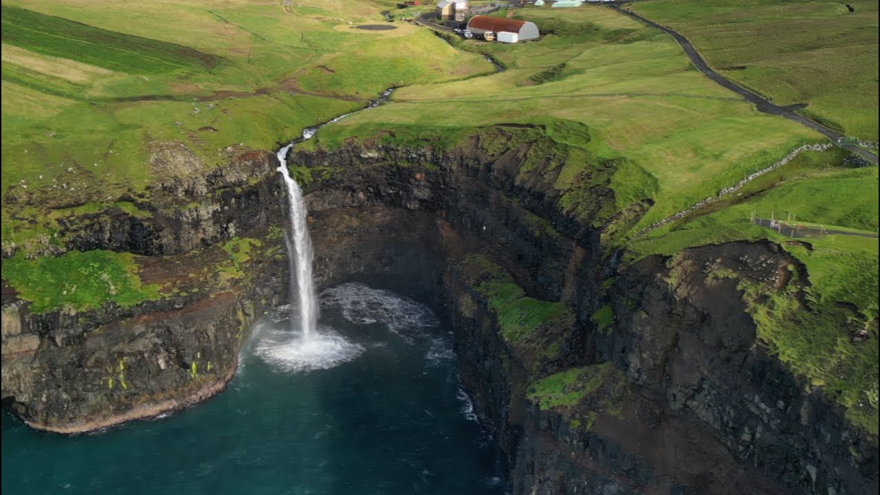 MINI 3 PRO FLIGHT AT THE Mulafossur Waterfall FAROE ISLANDS
