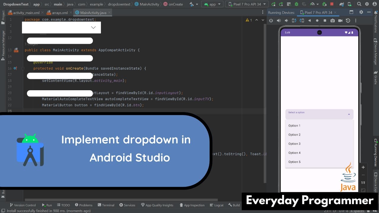 How to Implement Dropdown in Android Studio Using Java