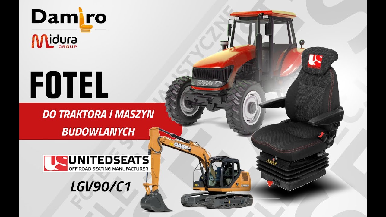Fotel operatora do maszyny budowlanej koparka ładowarka spycharka,  UnitedSeats LGV90/C1