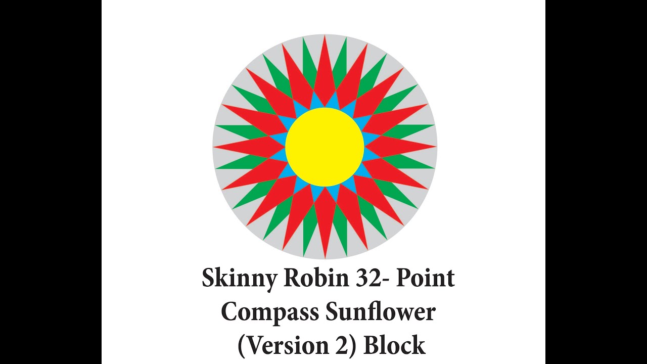 32-Point Skinny Compass Sunflower (Version 2) Block