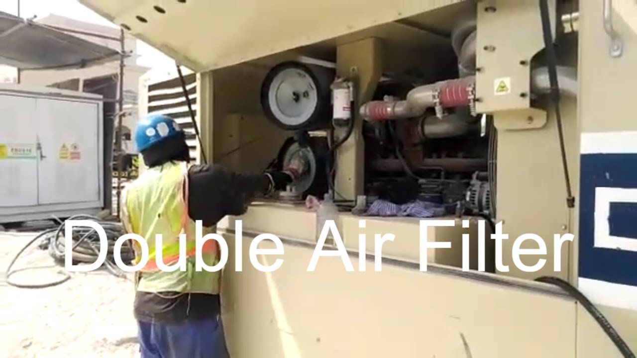 Cleaning Doosan air compressor Intake Double Air Filter JGS TOM WORKSHOP