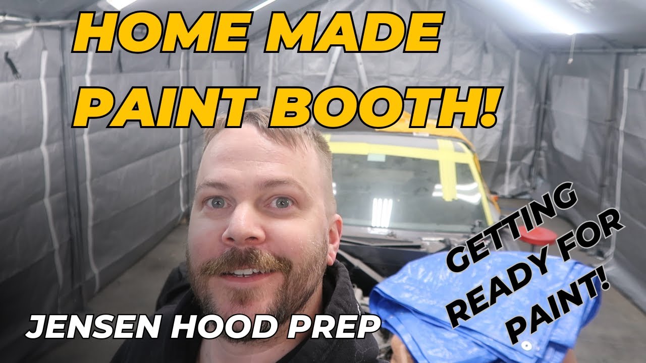 Building A Paint Booth and prepping my Jensen hood for Paint