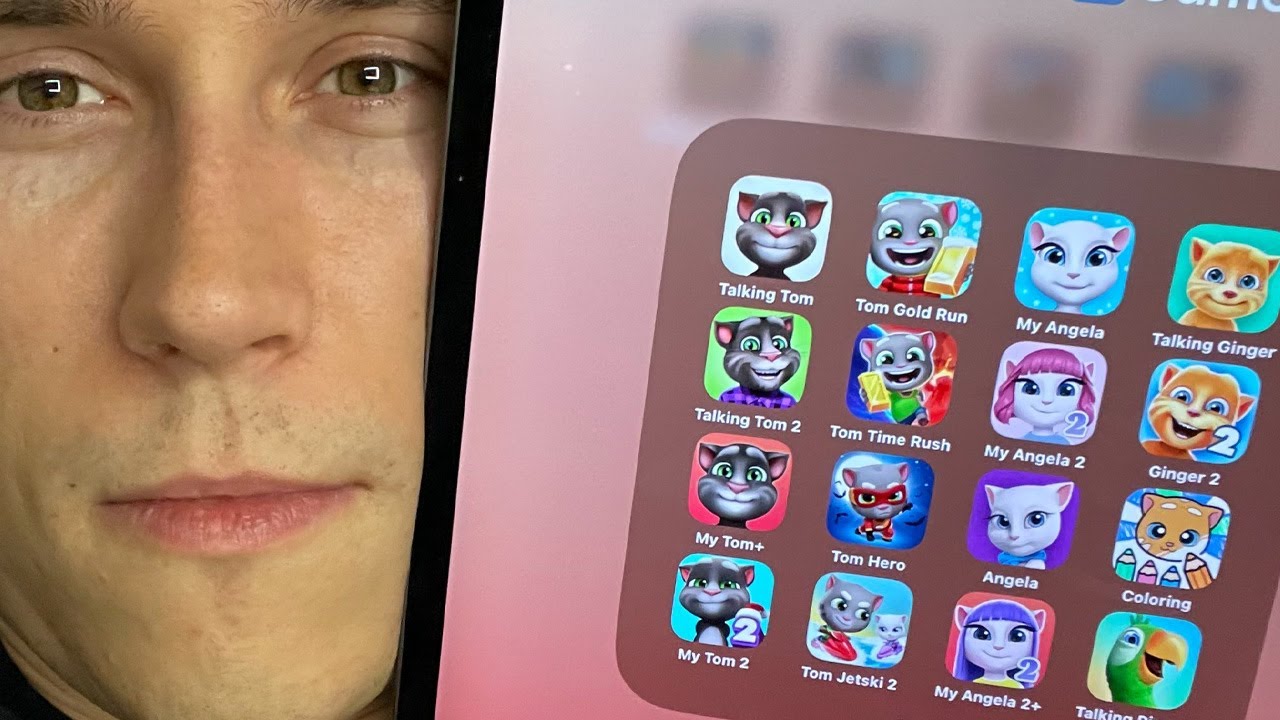 22 игры Outfit7: Talking Tom, Tom Gold Run, Talking Ginger, My Talking Angela 2, Jetski 2, Pierre...