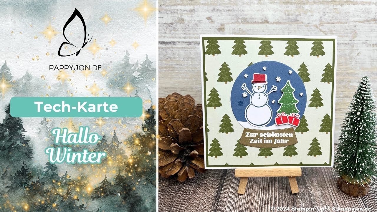 Tech-Karte Hallo Winter | DIY Weihnachtskarte basteln | Tutorial | Step by step Anleitung #pappyjon