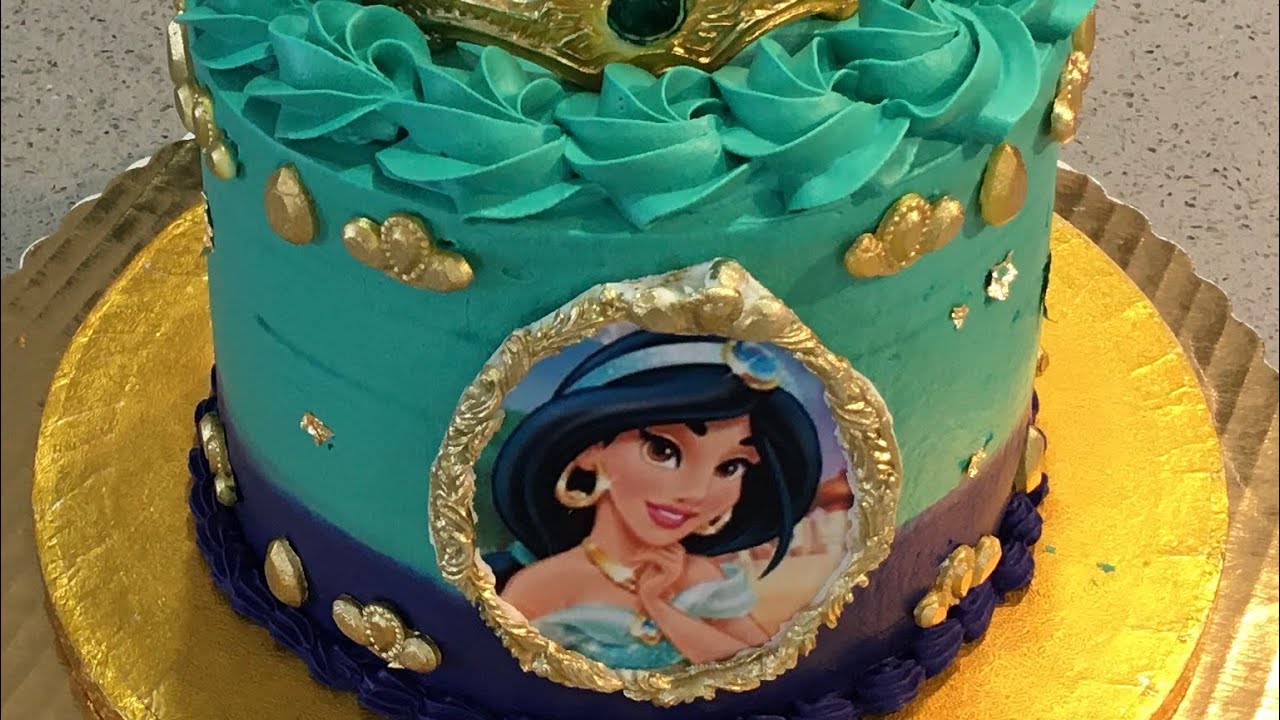 Princess jasmin pastel en chantilly,decoraciones en fondat ,NO SE RESBALAN