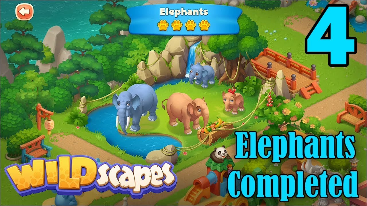 Wildscapes Walkthrough Gameplay - Elephants Completed - Part 4